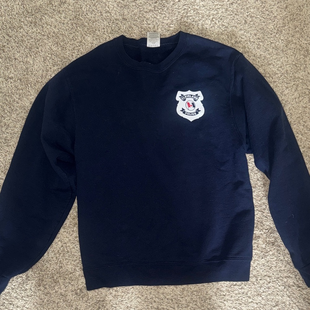 Navy Crewneck Cleveland Police Sweatshirt with Chest Crest
